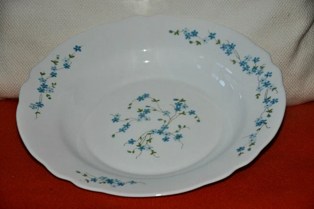 Plat De Service Creux Arcopal Veronica – Décor Myosotis – Verre Blanc
