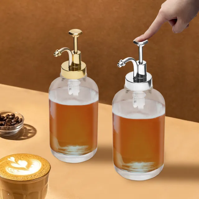 Set da 2 dispenser sciroppo caffè pompa vetro, dispenser sciroppo caffè per bar 500 ml