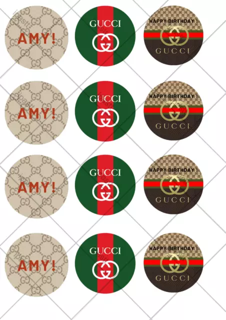 Gucci Pre Cut Personalised Edible Cupcake Toppers 12 x 2"