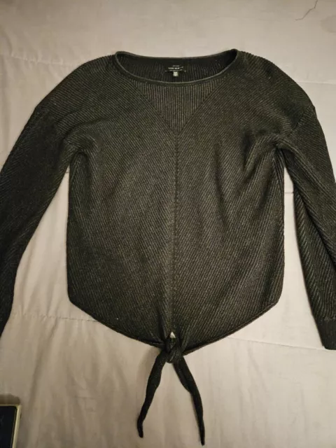 Lucky Brand Shirt Womens Medium Long Sleeve Thermal Black Tie