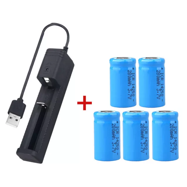 1-5 Rechargeable 14250 battery CR2 3.7v Charger For light Scope Torch Flashlight