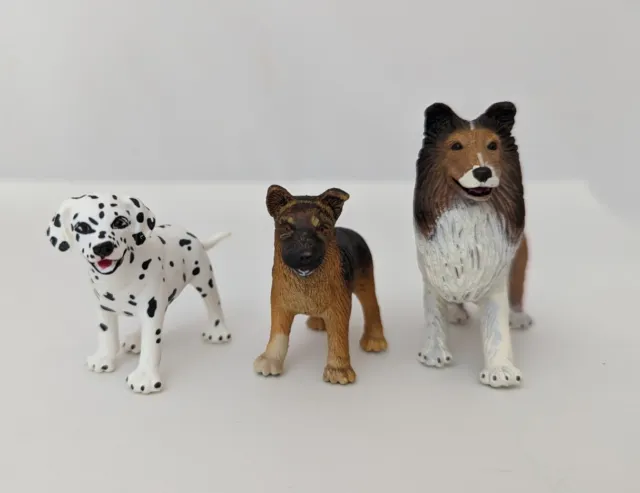 2004 Safari Ltd German Shepherd- Dalmatian -Collie PUPPY Dog Figures 3"
