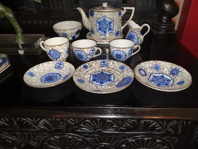 James Kent Longton Fenton Osaka Vintage White Blue Gold Tea & Cake Set