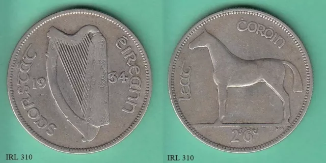 Ireland 2s6d Half Crown 1934 Silver Coin