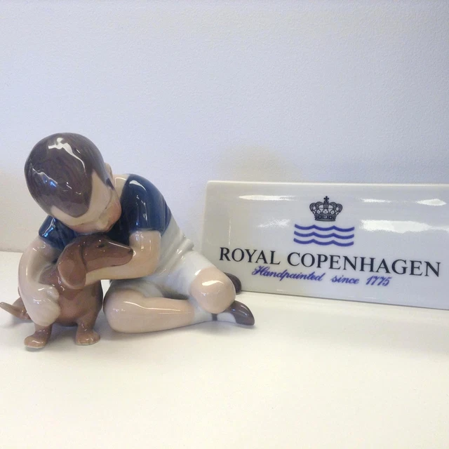 Porcelain Figurine of a Girl with a Dog, Bing and Grondahl, Denmark