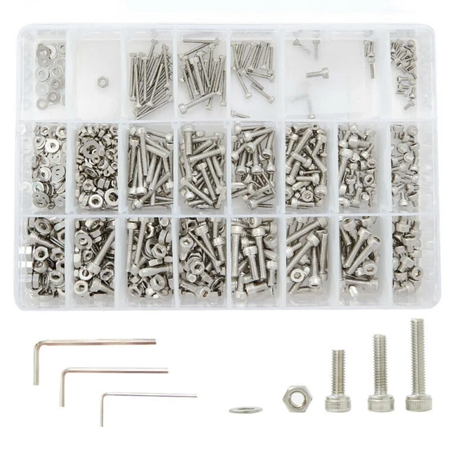 Premium M2 M3 M4 Kit assortimento viti tappo testa presa acciaio inox (1080 pz)