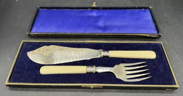 Vintage Boxed Sheffield 1913 EP Fish Server Silver Ferrule