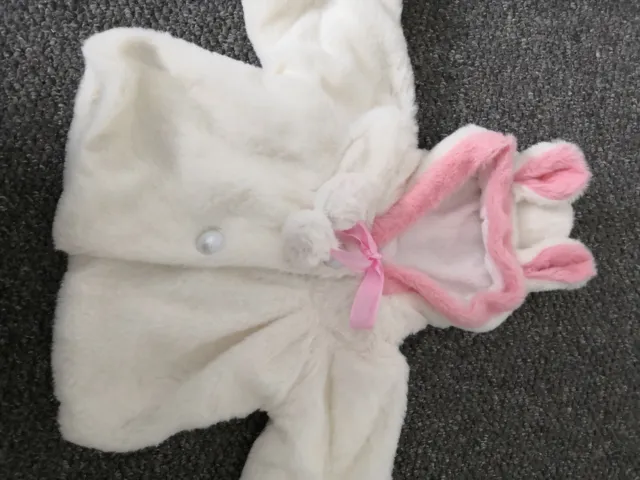BRAND NEW Baby Girl Fluffy White And Pink Coat/jacket 1-2 years