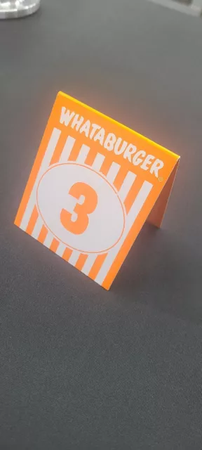 Individual WHATABURGER Restaurant Table Tent Numbers - Modern Glossy.      #3