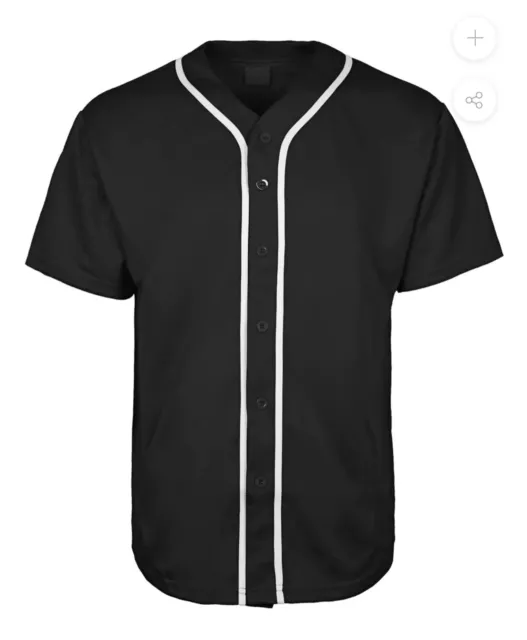 Mens Baseball Jersey MLB Plain T Shirt Team Uniform Solid Button Tee Size  XXL