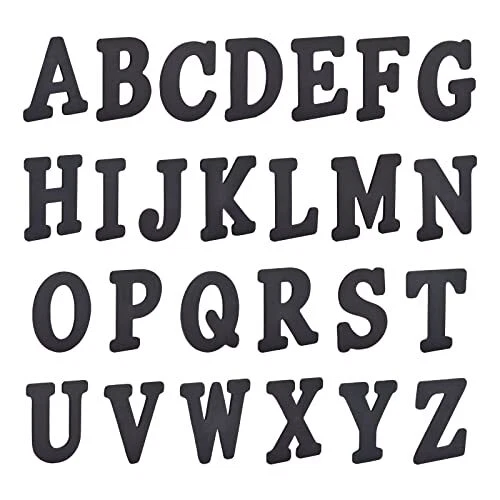 Set of 26 Black Wooden Alphabet Letters for Arts and Crafts 6-Inch Rustic ABC...