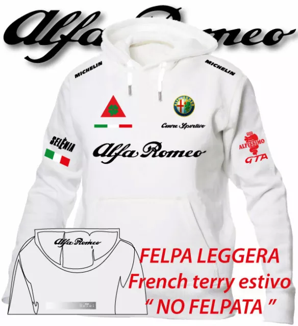 Felpa Leggera Printed Alfa Romeo Cuore Sportivo 3 Alfissimo Biscione Gr 240 Bia