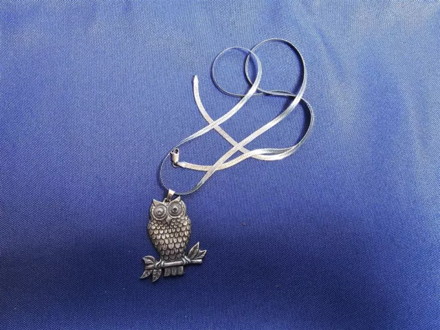 Grandma Grabe's Beautiful Vintage 925 Sterling Silver Owl Herringbone Necklace