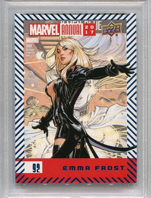 2017 UD Marvel Annual Blue Foil Insert #92 Emma Frost PSA 8 POP 1 None Higher 2