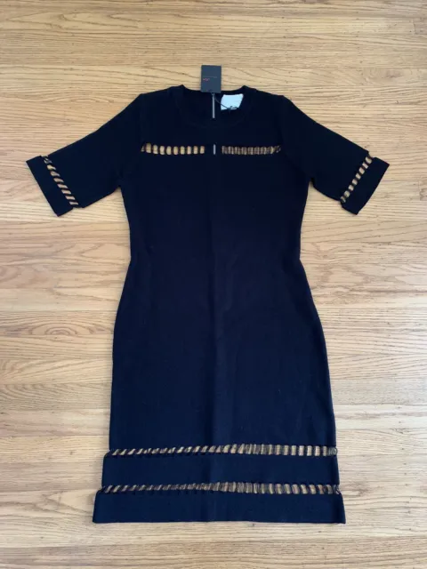 NWT JOA Los Angeles Womens sz M black cut-out knit sheath dress