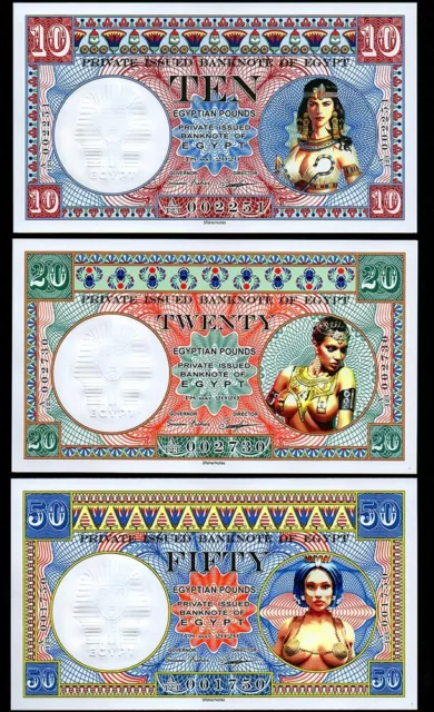 LOT of 3 pcs notes EGYPT africa 1 0  20 50 egyptian POUNDS 2020  POLYMER UNC