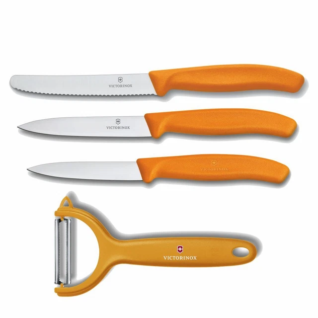 Victorinox Küchenset 4tlg. Gemüsemesser Tomatenmesser Messer Y Schäler  / orange