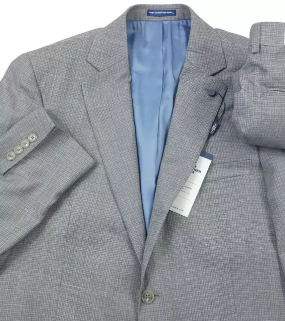 $895 Hart Schaffner Marx Wool Suit Micro Check Gray New York Fit Mens 40R X 33