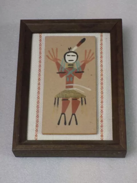 Native American Navajo Yei Sand Painting Wall Picture Wood Framed