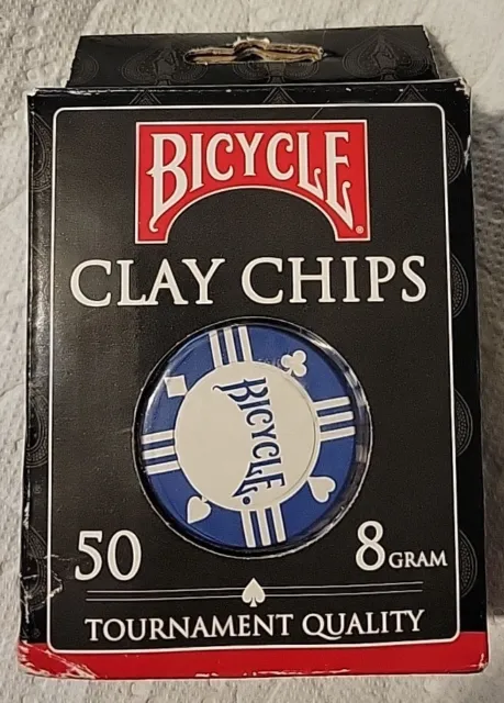 Bicycle Tournament Quality Clay Poker Chip Set - 50 Count - 8 Grams 1 box