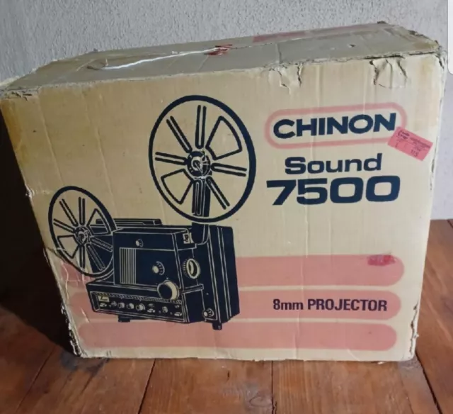 Chinon Sound 7500 8mm Projector Japan in Original Box, Powers On, Tested Bulb