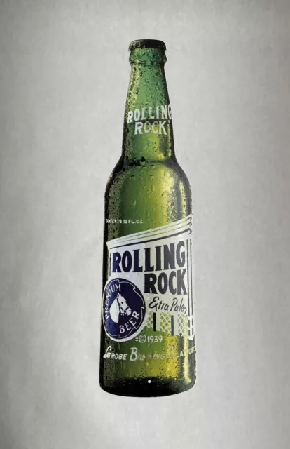 Rolling Rock Extra Pale Metal Sign Bottle Shape 21" x 5" Latrobe Brewing Co. PA