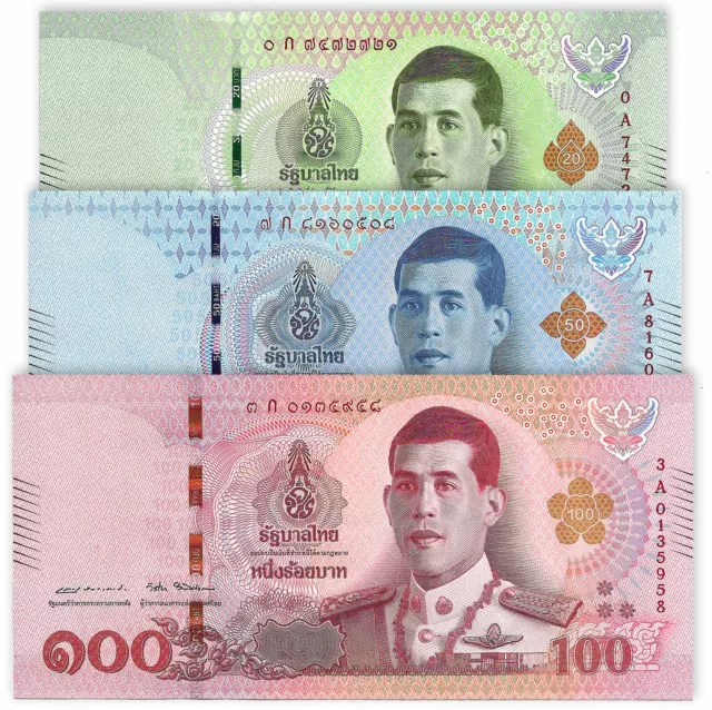 THAILAND 20 50 100 Baht SET 3 PCS 2018 P-135 136 137 King Rama X UNC