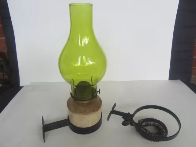 Antique Caboose Railroad Oil Lamp w/ Green Chimney