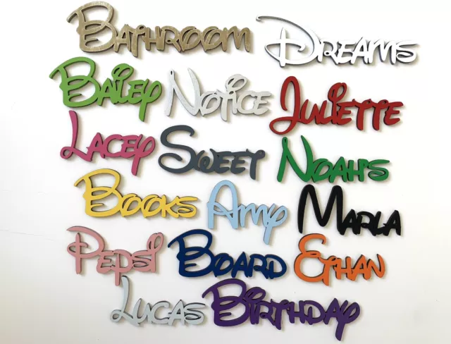 DISNEY Personalised Wooden Name Plaques Words/Letters Wall/Door Art/craft/Sign