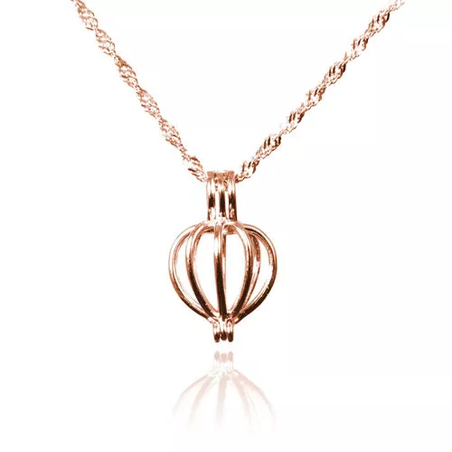 Rosegold Sterling Silver Pearl in Oyster Gift Set with Heart Pendant