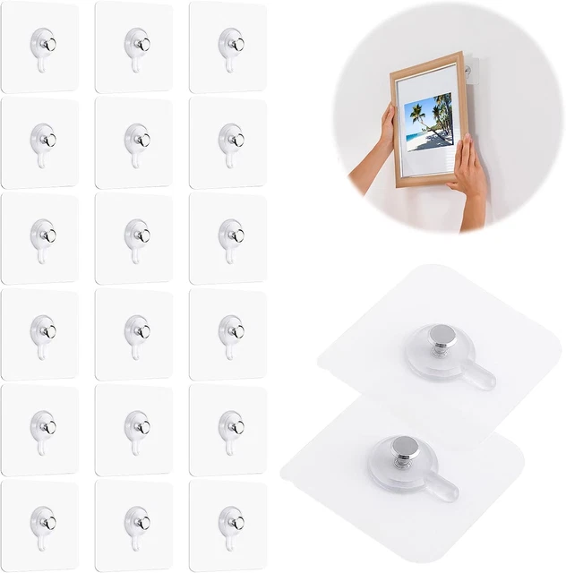 Accroches Tableau Adhésifs Invisibles - Lot De 15 - Sans Perçage, Sans Trace - Pour Cadres, Décorations Murales