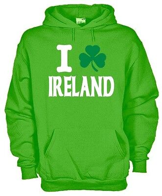 Felpa hoodie KN03 I love Ireland Clover Irlanda Irish Trifoglio