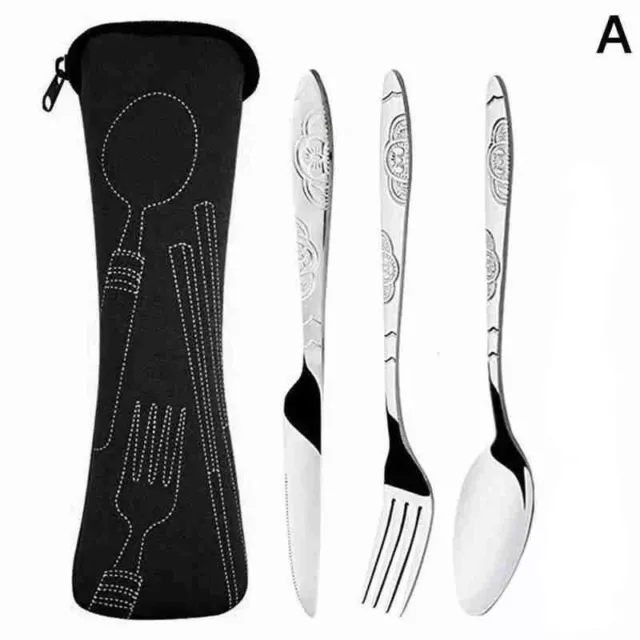 NEW 3Pcs Steel Knifes Fork Spoon Set Family Travel Camping Cutlery Eyeful Four-p