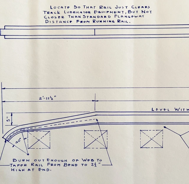 1950 RAILROAD BANGOR Aroostook Blueprint Guard Rail Track Lubricator