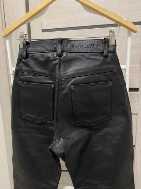Belstaff Vintage Leather Black Moto Women’s Pants Size US 8