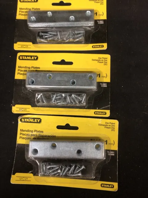 3 Stanley S755-851 S839-159 Mending Braces 4 By 5/8 By 101mm Zinc Plated 4 Pack