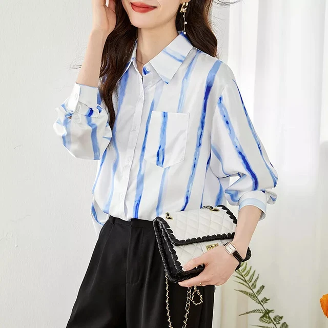 Chemise Massimo Dutti Bleue Rayée Taille 42/32 Pour Femme - Formelle, Occasion Très Bon état