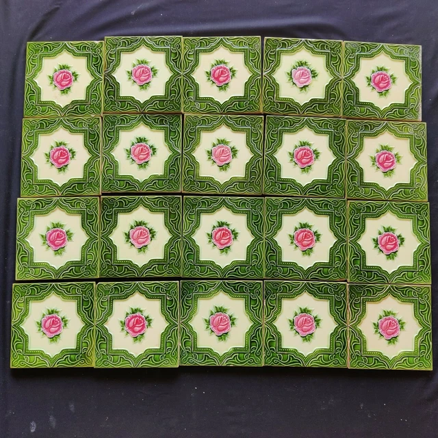 Vintage Embossed Majolica Art Nouveau Architecture Furniture Tile Japan 20Pc