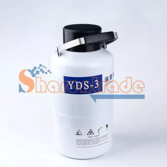3L YDS-3 Liquid Nitrogen Tank Cryogenic LN2 Container Dewar w/ Straps 3Pcs Pails