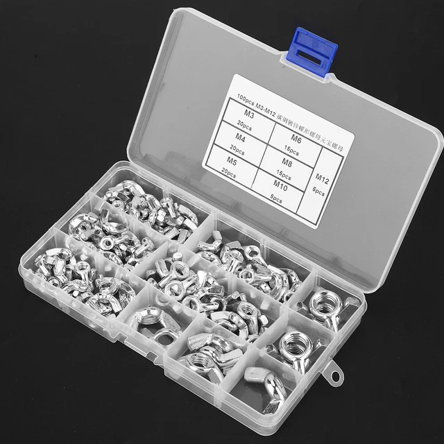 100 écrous à Oreilles Galvanisés En Acier Au Carbone M3-M12