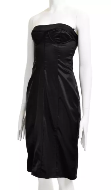VINTAGE DOLCE GABBANA Sexy Bodycon Black Bustier Bra Satin Corset Dress XL VINTAGE DOLCE GABBANA Sexy Bodycon Black Bustier Bra Satin Corset Dress XL
