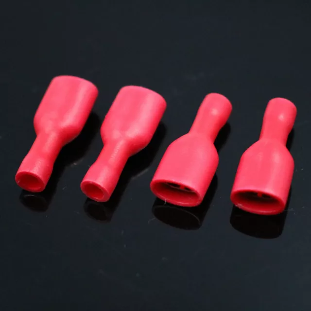 100x Red Fully Insulated Female Spade Electrical Connector Crimp Terminals 6.3mm