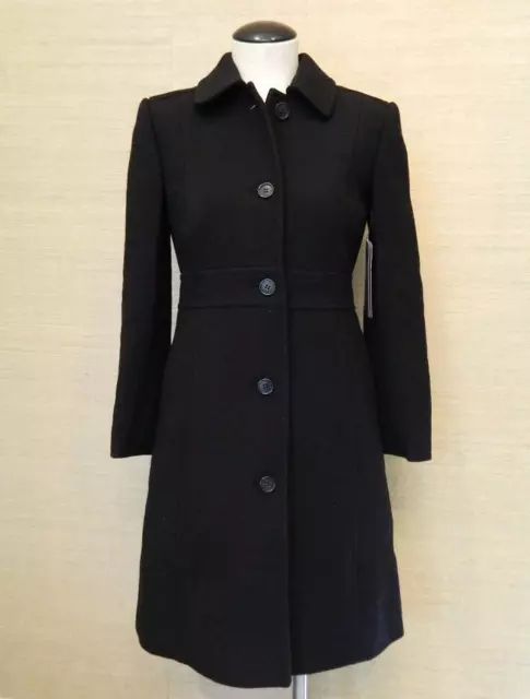 NWT JCrew Double Cloth Lady Day Coat 0 $365 Black thinsulate wool 49622