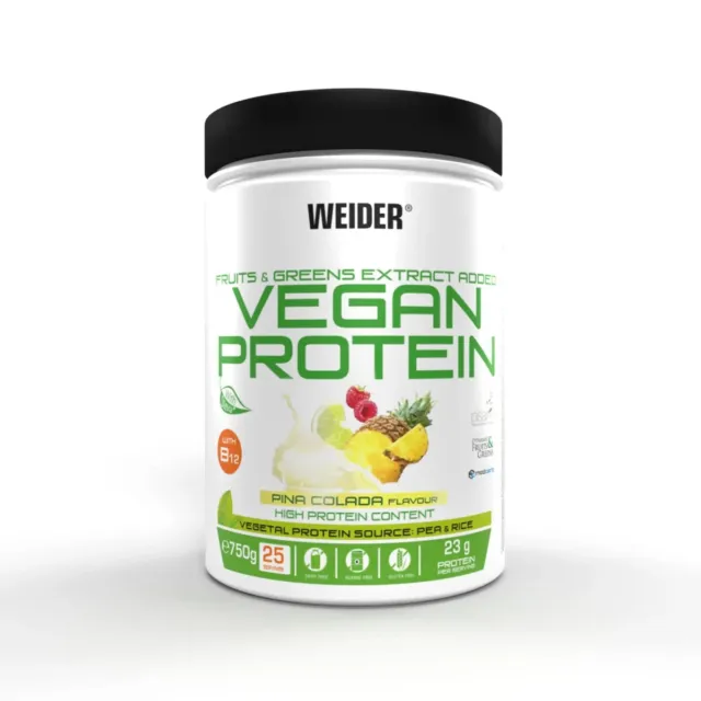 Weider - Proteína vegana - 750 g lata de piña colada, adelgazamiento efectivo, construcción muscular