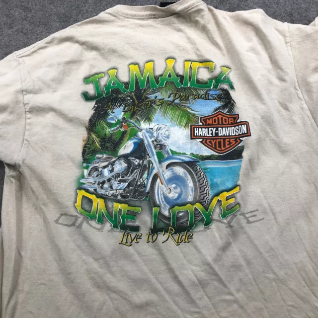 Harley Davidson Shirt Mens XL Beige Casual Motorcycle Jamaica Riding Biker 2