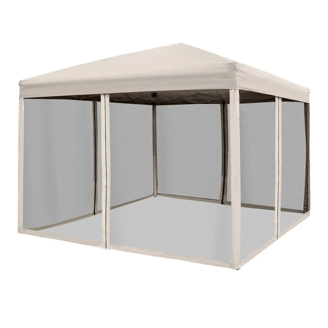 Pavillon Faltpavillon 3x3m Faltzelt Gartenpavillon mit Seitenwänden Stahl Beige