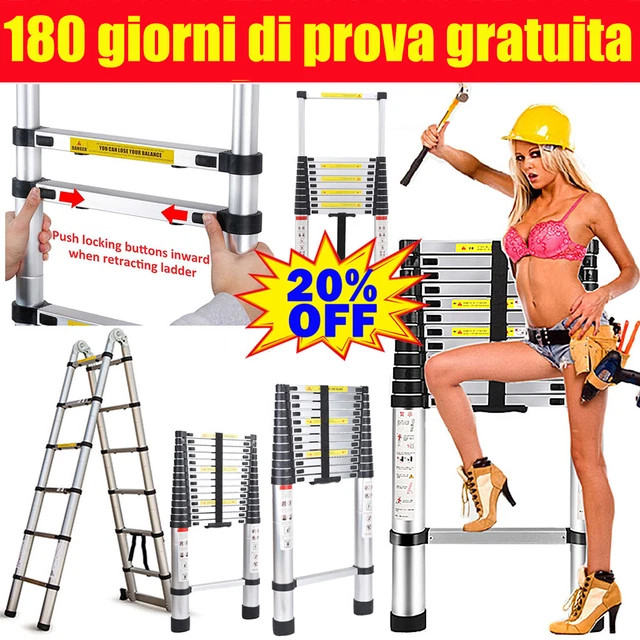 Scala Telescopica Pieghevole Multiuso Portata Allungabile Scaletta Alluminio A++