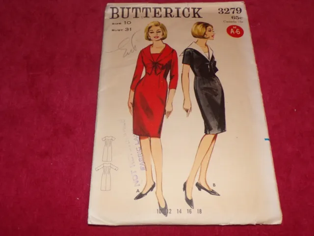 🌼 1965 Butterick #3279 - Ladies Pretty Two Style Fitted Sailor Dress Pattern 10