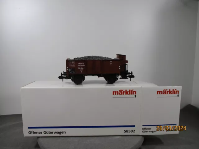 Märklin 58502 vagón de mercancías abierto con carga [1,DC] en embalaje original