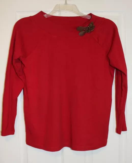 Lauren Ralph Lauren L Womens Red Cotton Blend Pullover Sweater New